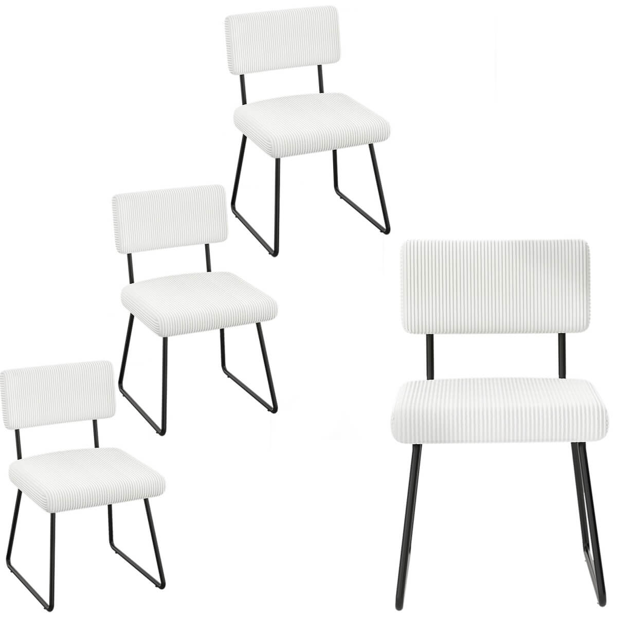 Velvet Dining Chair Sets, with Upholstered Backrest and Metal Legs