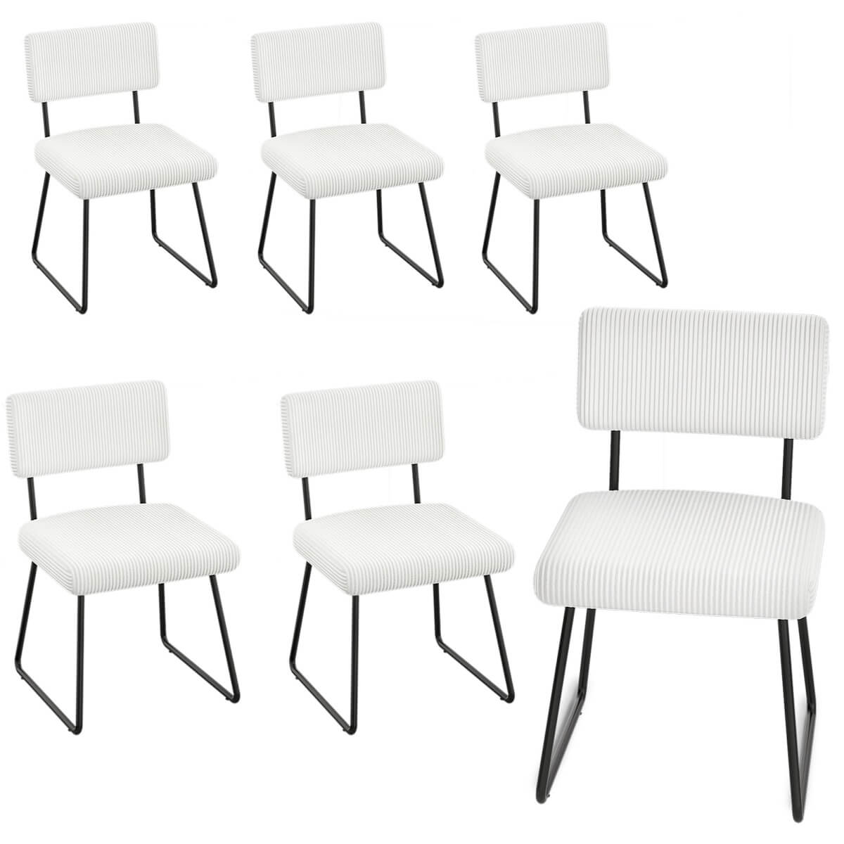 Velvet Dining Chair Sets, with Upholstered Backrest and Metal Legs