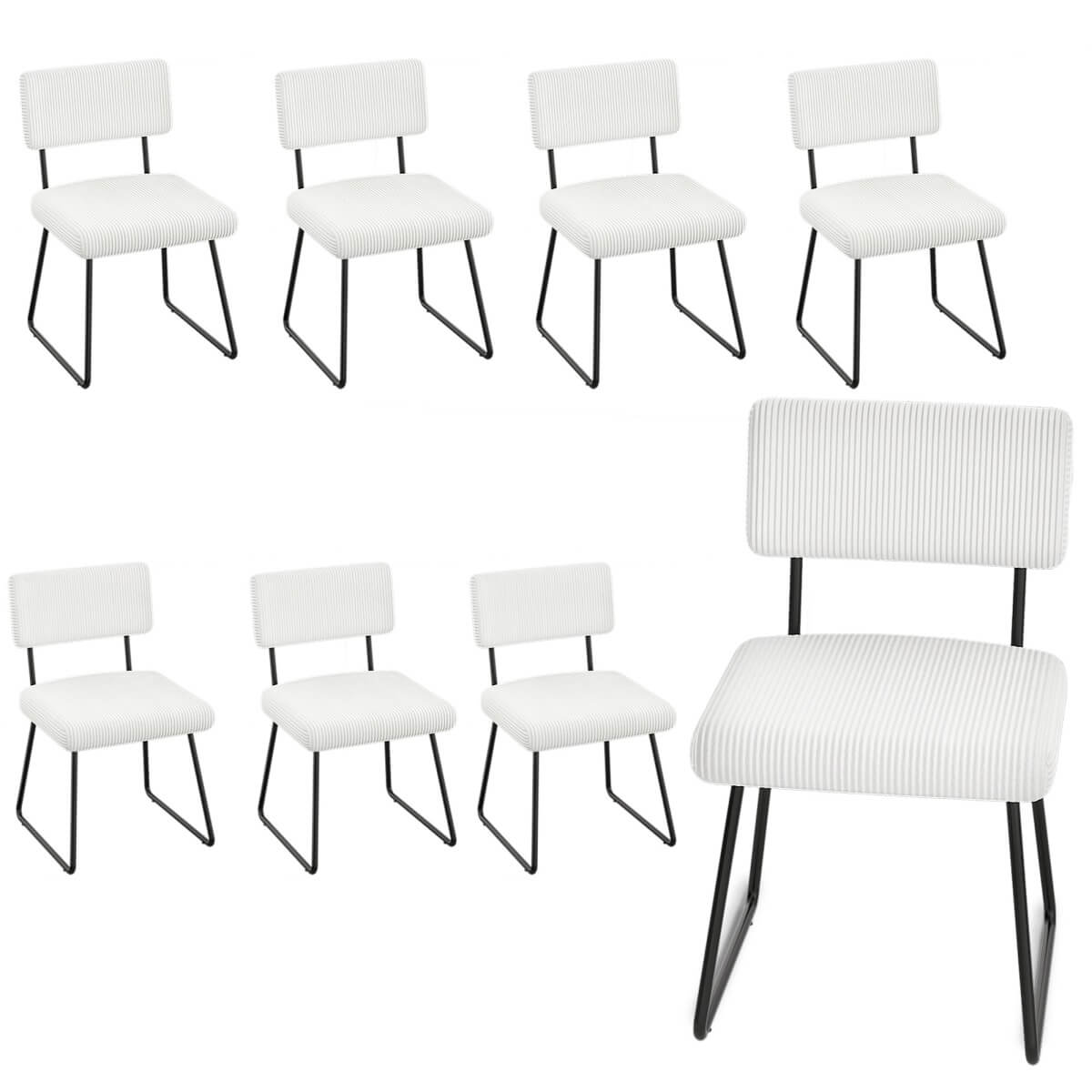 Velvet Dining Chair Sets, with Upholstered Backrest and Metal Legs