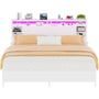 King Size Bed Frame with Storage Headboard, Charging Stations and Smart LED Lights, Sturdy & Stable, Heavy Duty