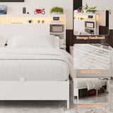 King Size Bed Frame with Storage Headboard, Charging Stations and Smart LED Lights, Sturdy & Stable, Heavy Duty