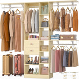 8FT Heavy Duty Closet Organizer System, Walk In Closet System with 13 Shelves and 2 Wood Drawers