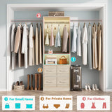 96 Inch Walk-in Closet Organizer System with 4 Fabric Drawers and 3 Hanging Rods, 1000 lbs Capacity