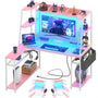 Unikito L Shaped Gaming Desk with Hutch & Shelves, 47'' Gaming Computer Desk with LED Lights & Power Strips, Reversible PC Gaming Desk L Shape with Storage, L Desk for Gaming with Monitor Stand