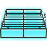 Unikito Bed Frame with Charging Station and LED Lights, Metal Platform Bed Frame with Non-Slip Mattress Gaskets, No Box Spring Needed, Easy Assembly