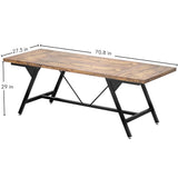 70.8 Inch Industrial Rectangular Wood Dining Table, Large Farmhouse Dining Table for 4-6 People