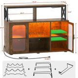 Unikito Bar Cabinet with Power Outlet, Liquor Cabinet with Led Lights and Glass Holders, Storage Buffet Cabinet Coffee Bar Cabinet for Liquor, Wine Cabinet with Racks for Home, Kitchen