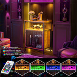 Unikito Wine Bar Cabinet with RGB Light and Outlet, FreeStanding Wine Rack Table, Liquor Cabinet with Glass Holder, Floor Bar Cabinet for Liquor and Glasses for Home Kitchen Dining Room