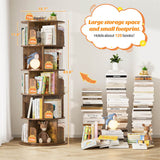 5-Tier Rotating Bookshelf, Wooden Spinning Bookshelf Tower, Suitable for Small Spaces Such as Bedroom, Stury Room