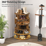 5-Tier Rotating Shoe Rack, Wooden Shoe Organizer Tower, 360 Spinning, for Entryway, Garage, Bedroom