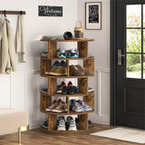 5-Tier Rotating Shoe Rack, Wooden Shoe Organizer Tower, 360 Spinning, for Entryway, Garage, Bedroom