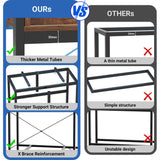 Unikito 40 Gallon Fish Tank Stand with LED Light and Outlet, Metal Aquarium Stand with Cabinet and Accessories Storage, Reptile Tank Turtle Terrariums Table Stand Hold 880LBS and 2 Aquariums