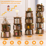 5-Tier Rotating Bookshelf, Wooden Spinning Bookshelf Tower, Suitable for Small Spaces Such as Bedroom, Stury Room