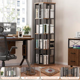 Wooden & Metal Rotating Bookshelf, Corner Bookshelf, 360 Display, for Small Space, Bed Room, Study Room