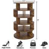 5-Tier Rotating Shoe Rack, Wooden Shoe Organizer Tower, 360 Spinning, for Entryway, Garage, Bedroom