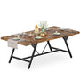 70.8 Inch Industrial Rectangular Wood Dining Table, Large Farmhouse Dining Table for 4-6 People