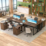 Unikito L Shaped Executive Desk and Mobile Lateral File Cabinet, 55 Inch L Shaped Office Desk with Power Outlet and Cable Management, Large Computer Table with Drawers and Storage Shelves