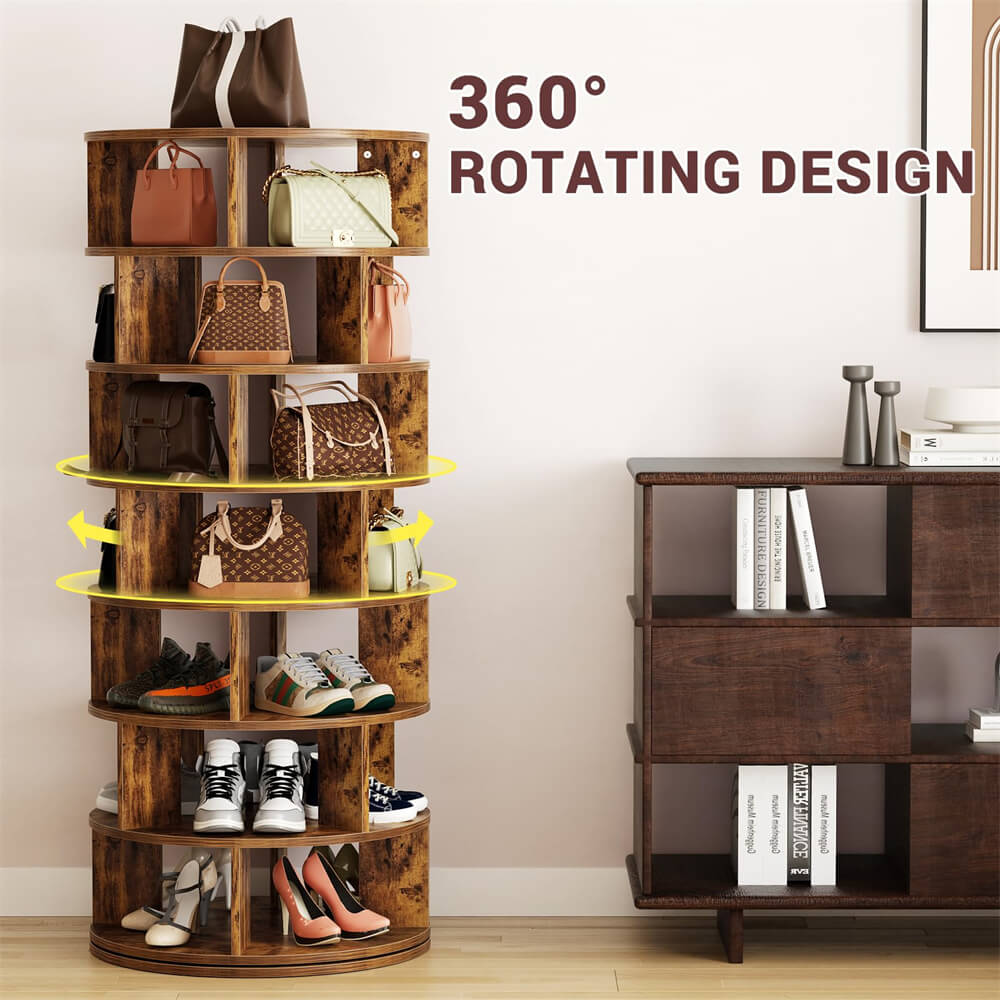 Unikito Rotating Shoe Rack Tower, 7-Tier Spinning Shoe Rack 360 Revolving Shoe Rack Organizer for Closet, Display Round Storage Carousel Shoes Closet Organization