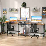 Unikito Two Person Desk, Home Office Desk with Power Outlet and Printer Stand, Double Computer Desk with Open Storage Shelf, Double Gaming Computer Desk, Extra Long Table, Writing Study Desk