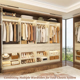 25'' Freestanding Closet System with 2 Wooden Drawers & Adjustable Shoe Rack