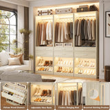 25'' Freestanding Closet System with 2 Wooden Drawers & Adjustable Shoe Rack