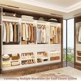 25'' Freestanding Closet System with 2 Wooden Drawers & Adjustable Shoe Rack