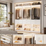 25'' Freestanding Closet System with 2 Wooden Drawers & Adjustable Shoe Rack