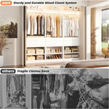 25'' Freestanding Closet System with 2 Wooden Drawers & Adjustable Shoe Rack