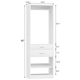 25'' Freestanding Closet System with 2 Wooden Drawers & Adjustable Shoe Rack