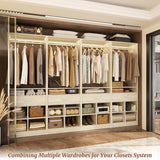 25'' Walk-in Closet System with Wooden Drawers and 4 Cubby Storage, 80'' Height