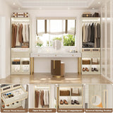 25'' Walk-in Closet System with Wooden Drawers and 4 Cubby Storage, 80'' Height