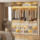 25'' Walk-in Closet System with Wooden Drawers and 4 Cubby Storage, 80'' Height