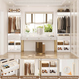 25'' Walk-in Closet System with Wooden Drawers and 4 Cubby Storage, 80'' Height