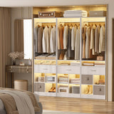 25'' Walk-in Closet System with Wooden Drawers and 4 Cubby Storage, 80'' Height