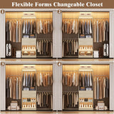 8FT Closet System with 2 Wooden Drawers and Adjustable Shoe Rack