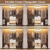 8FT Closet System with 2 Wooden Drawers and Adjustable Shoe Rack