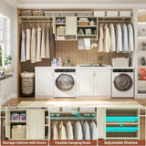 118'' Over Washer and Dryer Storage Shelves and Organizer, Wall Mounted, with 3 Hanging Rods