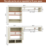 118'' Over Washer and Dryer Storage Shelves and Organizer, Wall Mounted, with 3 Hanging Rods