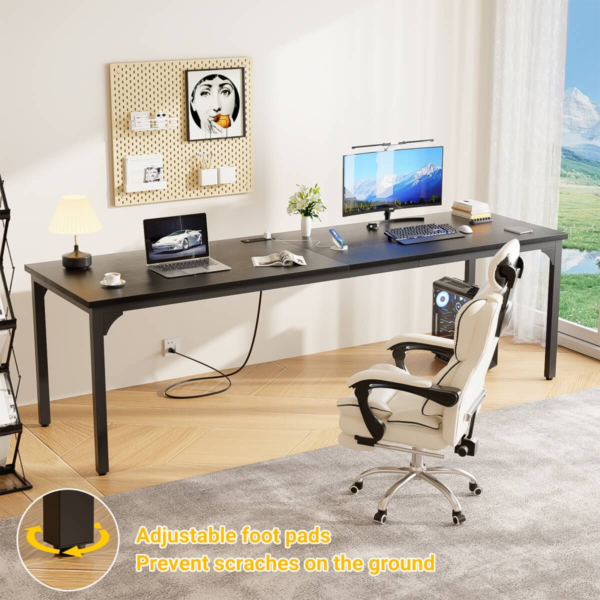 78.7 Inches 2 Person Desk with Power Outlet, Long Double Home Office Computer Desks