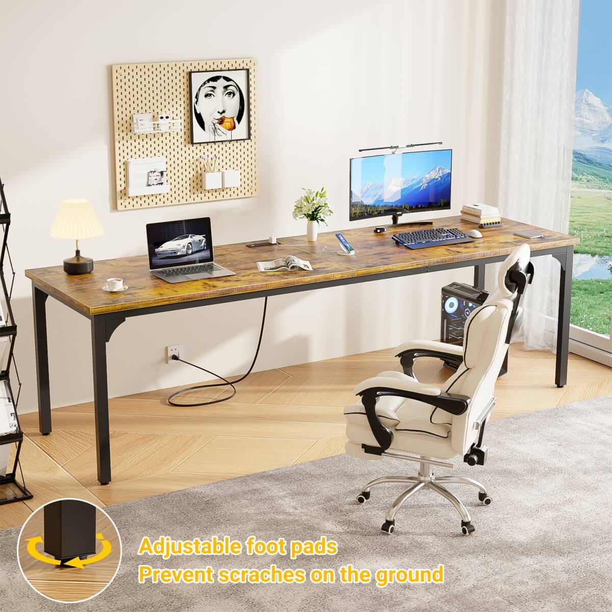 78.7 Inches 2 Person Desk with Power Outlet, Long Double Home Office Computer Desks