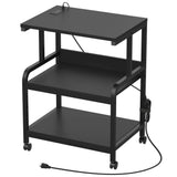 3-Tier Printer Stand on Wheels, with Power Outlets, Removable