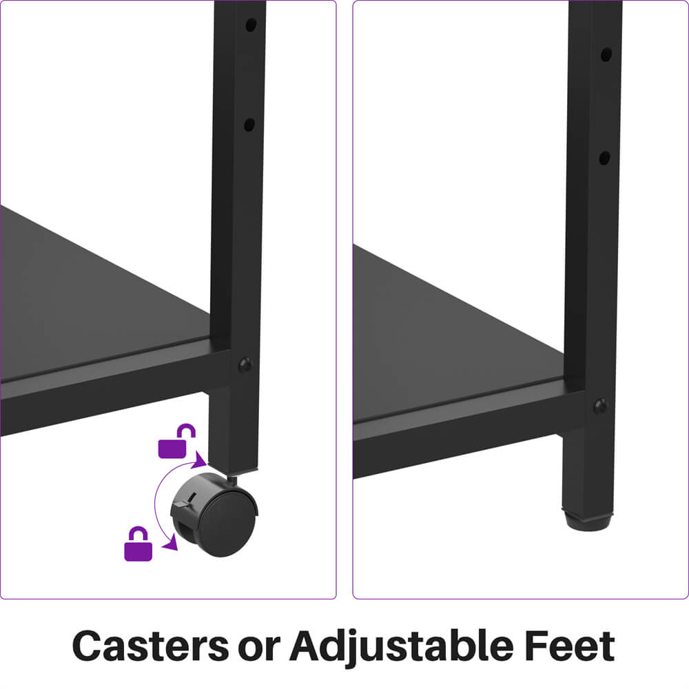 3-Tier Printer Stand on Wheels, with Power Outlets, Removable