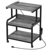 3-Tier Printer Stand on Wheels, with Power Outlets, Removable