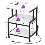 3-Tier Printer Stand on Wheels, with Power Outlets, Removable