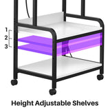 3-Tier Printer Stand on Wheels, with Power Outlets, Removable