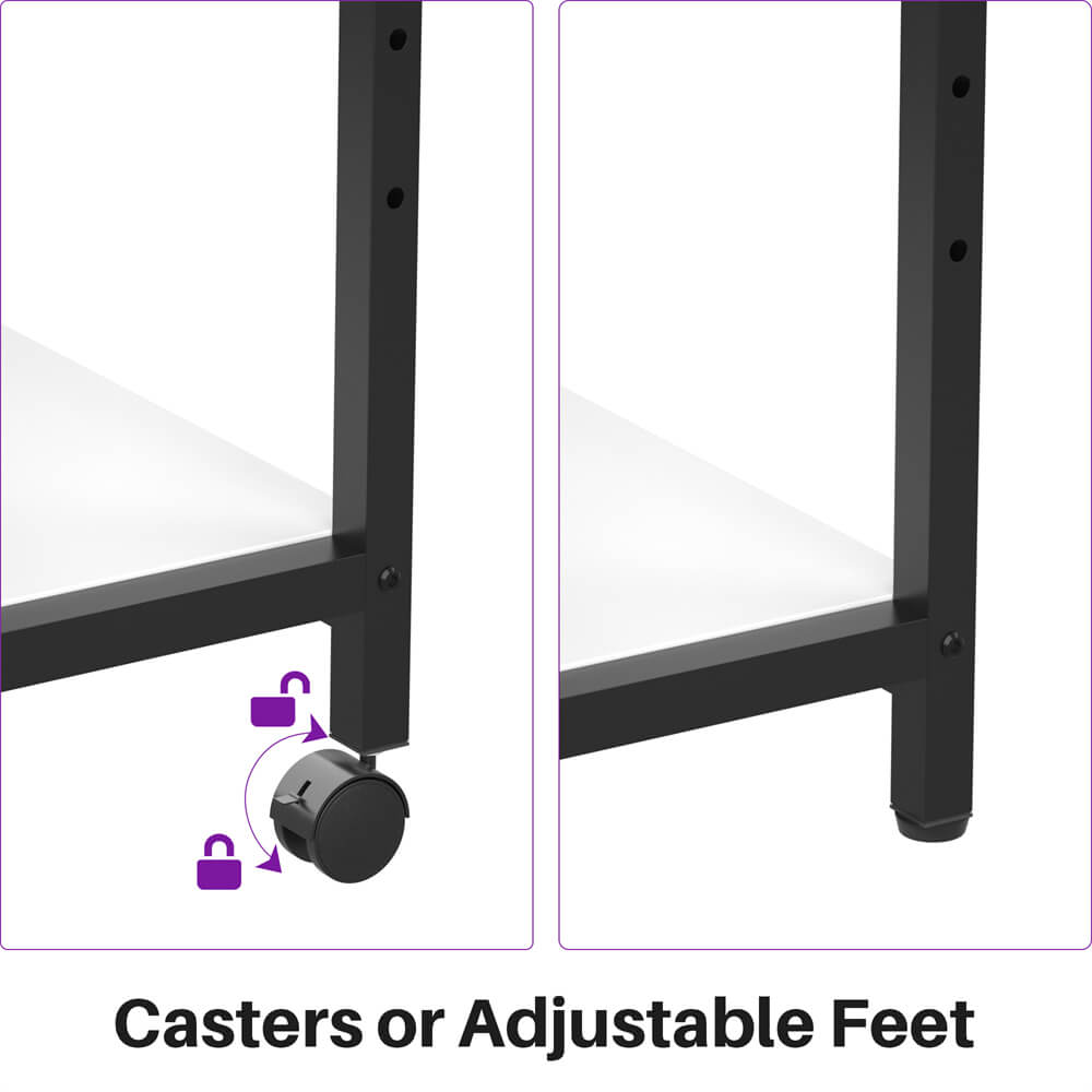 3-Tier Printer Stand on Wheels, with Power Outlets, Removable