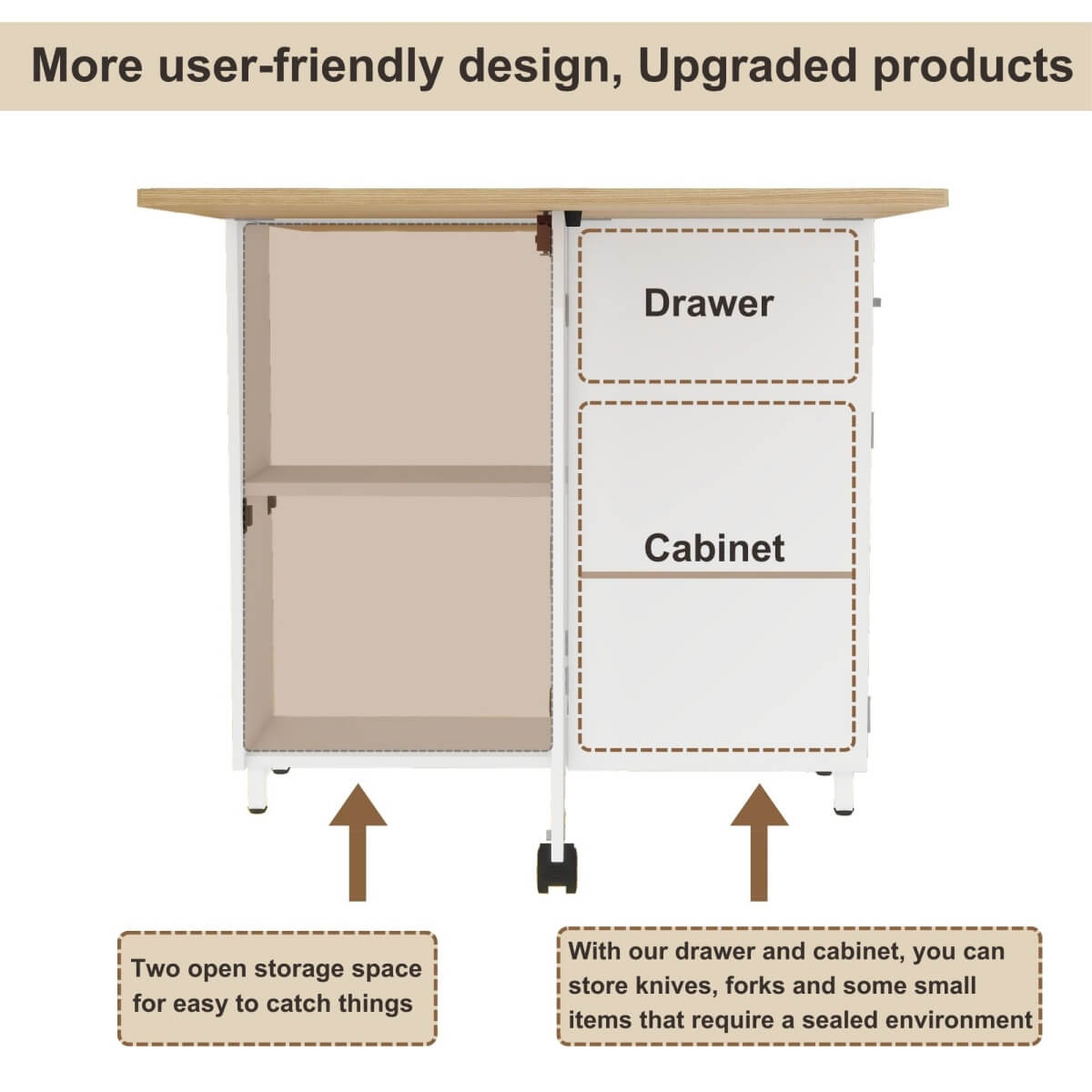 Folding Dining Table with Storage, 51.2'' Dining Table for 2-4 People