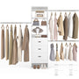 96 inch Closet Organizer System with 3 Wood Drawers and 3 Hanging Rods, Freestanding, and Adjustable