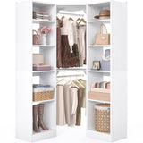 40 Inch L Shaped Corner Closet System, with 12 Shelves, 2 Hanging Rods, 6-Tier Design