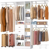 8FT Heavy Duty Closet Organizer System, Walk In Closet System with 13 Shelves and 2 Wood Drawers